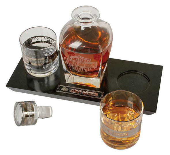 Harley-Davidson® Bar & Shield Logo Glass Decanter & Whiskey Glasses Set - 23 oz.