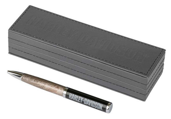 Harley-Davidson® Embossed Refillable Black Ink Pen w/ Black Gift Box - Black