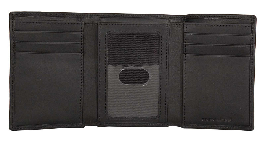 Harley-Davidson® Men's H-D Signature Tri-Fold Genuine Leather RFID Wallet - Black