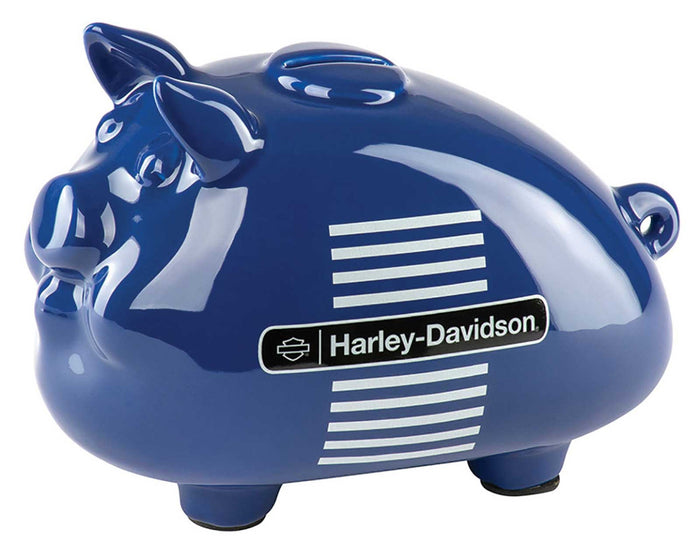 Harley-Davidson® Ceramic 1973 Tank Graphic Medium Hog Bank w/ Stopper - Blue
