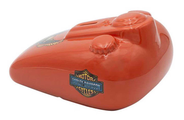Harley-Davidson® Vivid Bar & Shield Eagle Gas Tank Bank, Ceramic Orange