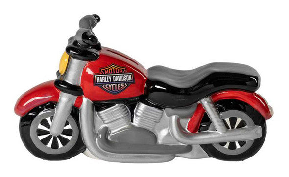 Harley-Davidson® Kid's Motorcycle Shaped Ceramic Piggy Bank, Red/Black
