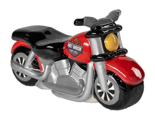 Harley-Davidson® Kid's Motorcycle Shaped Ceramic Piggy Bank, Red/Black
