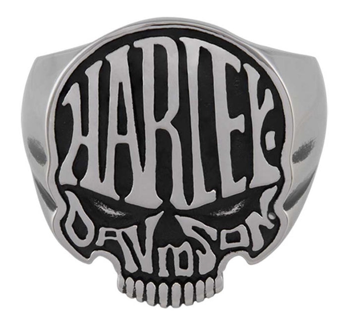 Harley-Davidson® Men's Calavera H-D Skull Stainless Steel Ring - Silver Finish