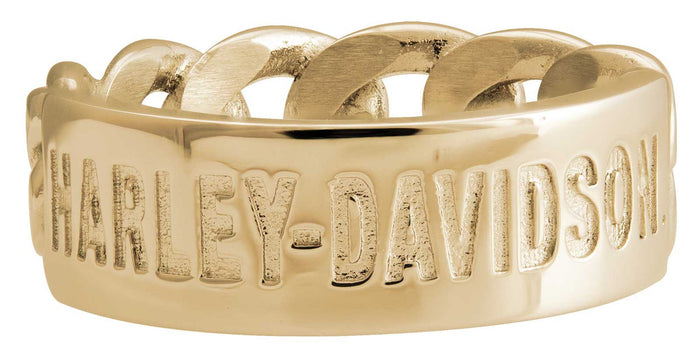 Harley-Davidson® Women's H-D Script Bar Curb Link Ring - Gold Stainless Steel
