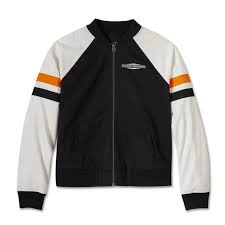 Harley-Davidson® Women's Stacked Bar & Shield Bomber Jacket, Black