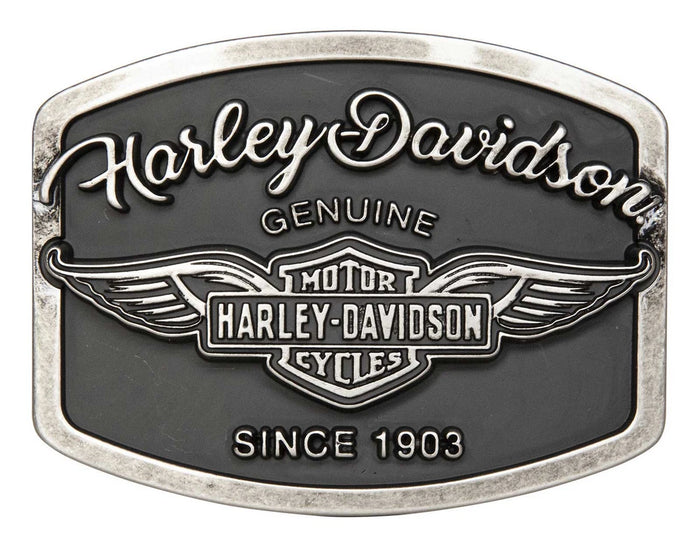 Harley-Davidson® Women's B&S Genuine Wings Belt Buckle - Antique Nickle Finish