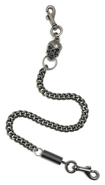 Harley-Davidson® Men's Skull & Spring 24 inch Wallet Chain, Antique Nickel Finish