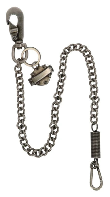 Harley-Davidson® Men's Bar & Shield Spring 24 inch Wallet Chain, Antique Nickel
