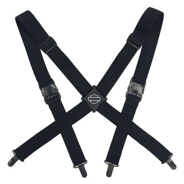 Harley-Davidson® Men's Bar & Shield Adjustable Elastic Suspenders - Black