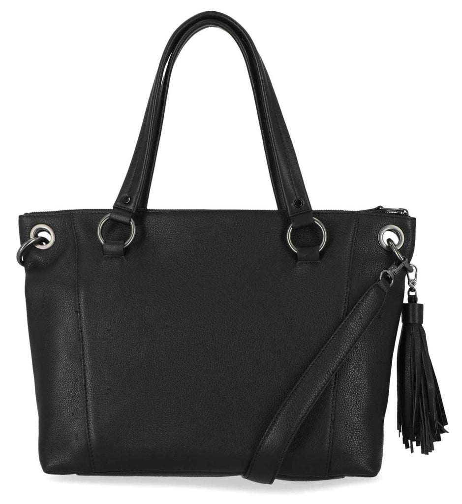 Harley-Davidson® Women's Classic Leather Satchel Purse w/ Crossbody Strap, Black