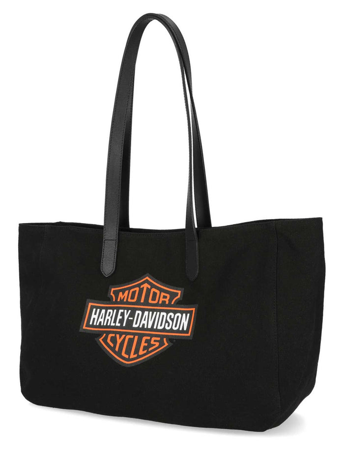 Harley-Davidson® Women's Bar & Shield Logo Summer Tote Bag - Black Canvas