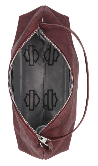 Harley-Davidson® Women's Bar & Shield Snake Printed Short Shoulder Purse, Rum Red