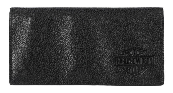 Harley-Davidson® Men's Classic Genuine Pebble Leather B&S Long Wallet - Black