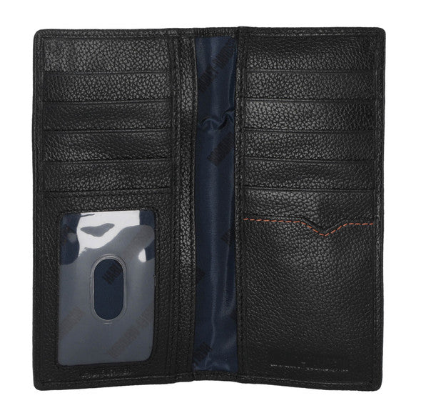 Harley-Davidson® Men's Classic Genuine Pebble Leather B&S Long Wallet - Black