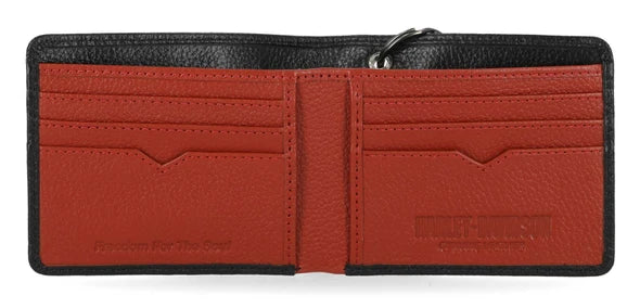 Harley-Davidson® Men's Bar & Shield Core Pebble Biker Chain Bi-Fold Wallet, Black