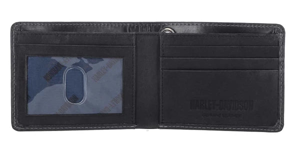 Harley-Davidson® Men's Willie G Skull Logo Billfold Leather Wallet, Black