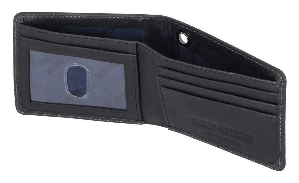 Harley-Davidson® Men's Willie G Skull Logo Billfold Leather Wallet, Black
