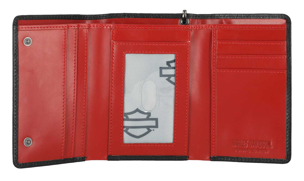 Harley-Davidson Men's #1 RWB Trifold Chain Wallet Black