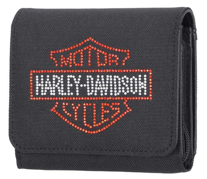 Harley Davidson Women's Rhinestone Embellished Bar & Shield Indexer Wallet