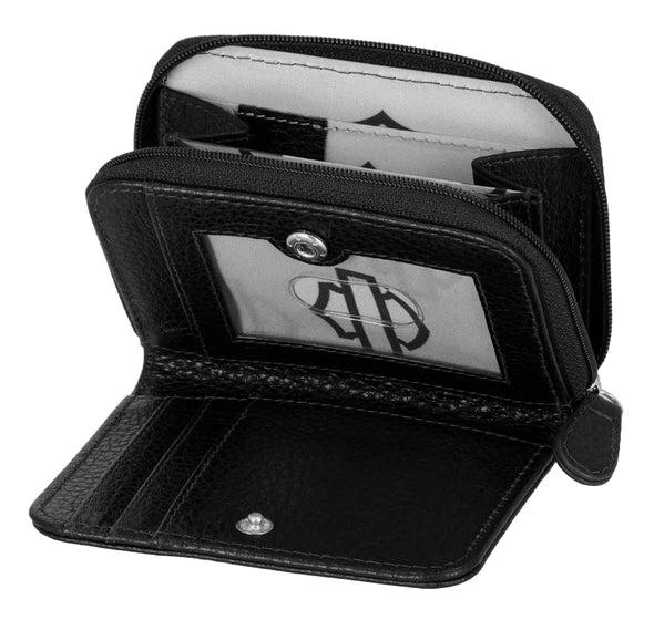 Harley Davidson Core Stud B&S Leather Zip Z/A Case Wallet, Black