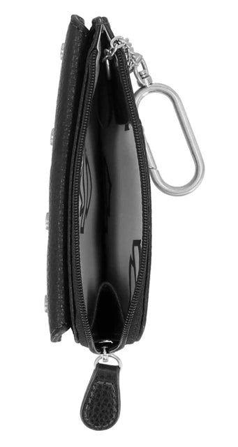 Harley Davidson Women's Core Stud B&S Leather Key Card Case Wallet, Black