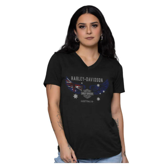 HARLEY-DAVIDSON WMNS FLAG WING SHORT SLEEVE TEE - DEALER