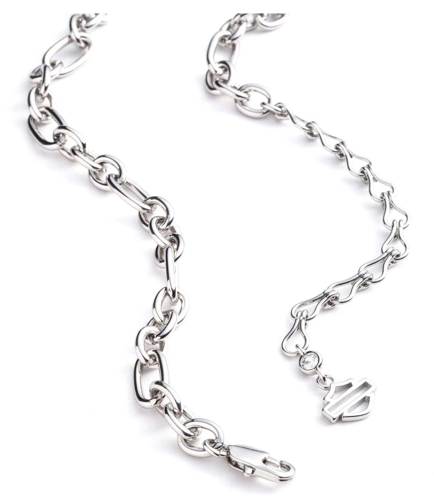 Harley-Davidson Women's 16 in. Willie G Skull Toggle Necklace, Silver Brass