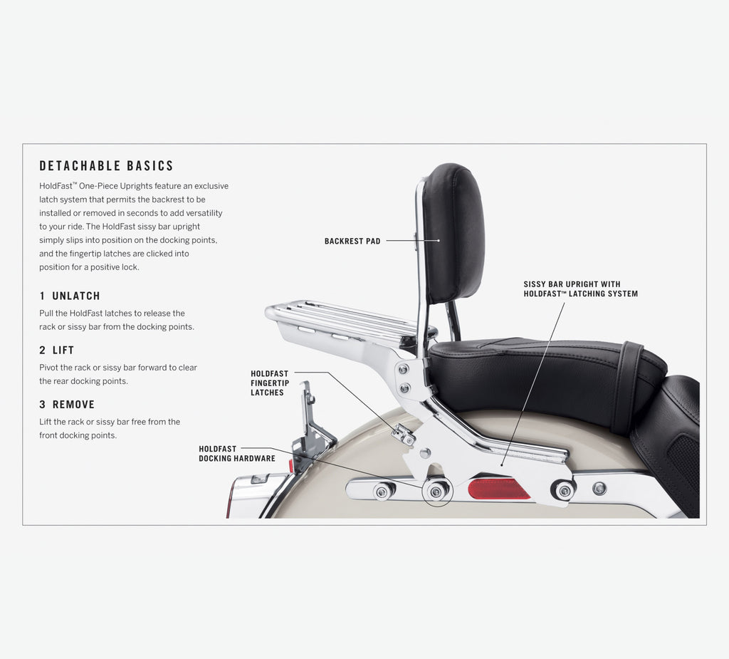 Harley-Davidson HoldFast Sissy Bar Upright Standard Height Gloss Black