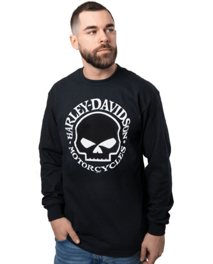 Harley-Davidson ★ Willie G スカル 長袖 Tシャツ ブラック Harley-Davidson Men's Willie G Skull Long Sleeve Tee, Black