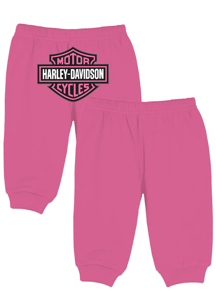 Harley-Davidson® Girls' Pink Knit Fleece Pants | Bar & Shield Logo