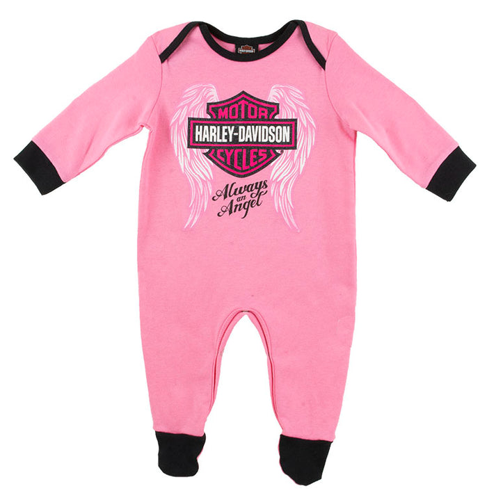 Harley-Davidson® Infant Girls' Winged Bar & Shield® Interlock Coverall | Footed