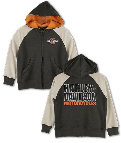 Harley-Davidson® Boys' Green Knit Hoodie | Zip Front
