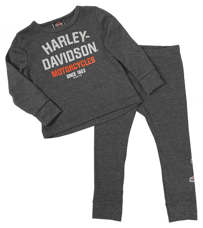 Harley-Davidson® Baby Boys' 2 Piece Newborn Set, Knit Tee & Pant Set - Dark Gray