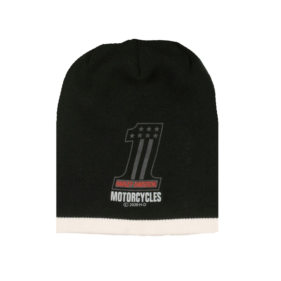 Harley-Davidson® Boys Black #1 Logo Graphic Slouchy Knit Beanie