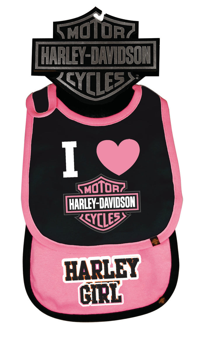 Harley-Davidson® Girls' Pink & Black Bibs Two Pack