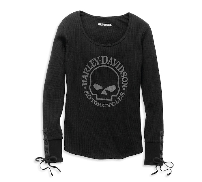 Women's Willie G Skull Laced Detail Waffle Knit Top