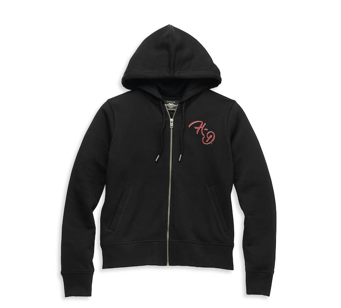 Women's Silver Wing Script Zip Front Hoodie 2 Women's Silver Wing Script Zip Front Hoodie