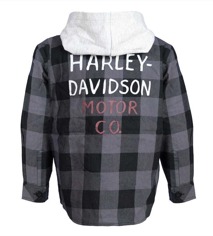 Harley-Davidson® Boy's Hooded Plaid Shirt