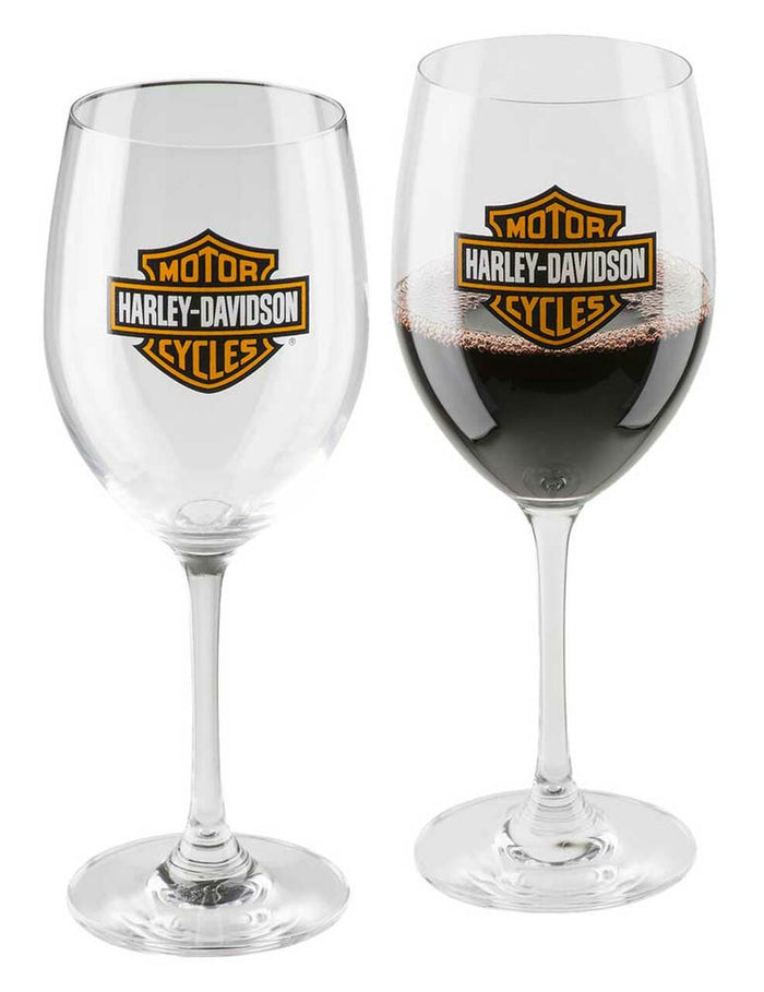 Harley-Davidson® Core Bar & Shield Wine Glass Set