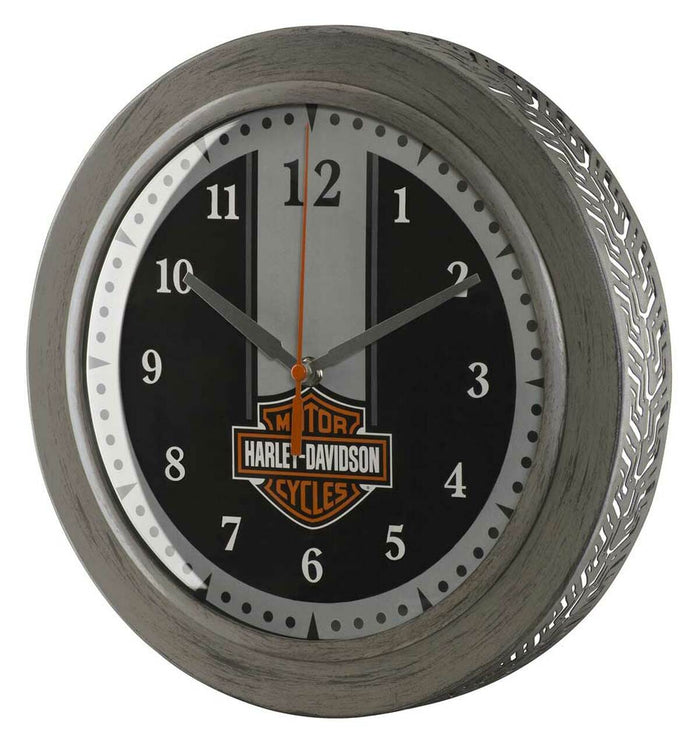 Harley-Davidson® Custom Metal Tire Tread Bar & Shield Clock - 12 inch