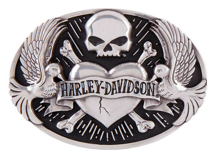 Harley-Davidson® Women's Sculpted Tattoo Belt Buckle, Antique Silver