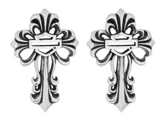 Harley-Davidson® Women's Filigree Bar & Shield Cross Post Earrings