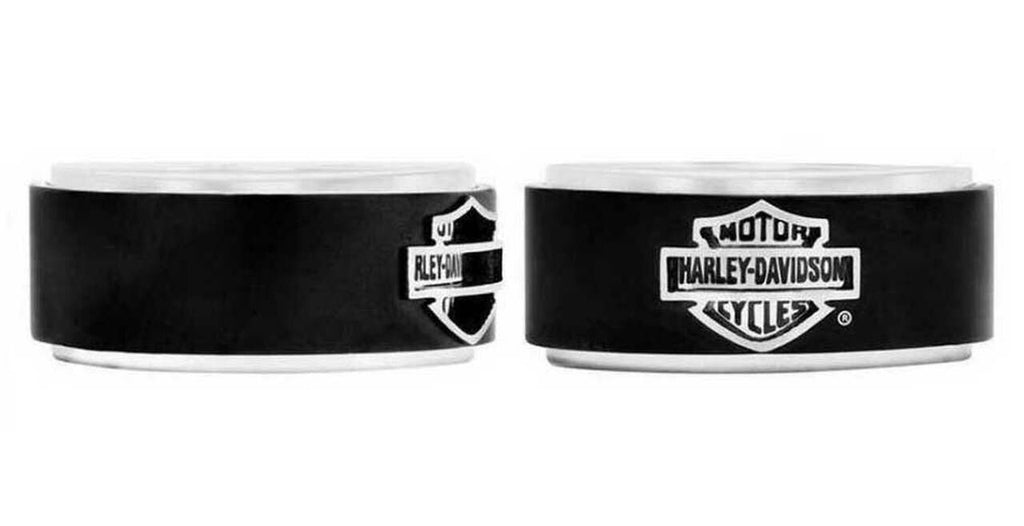 Harley-Davidson® Men's Bar & Shield Black Steel Band Ring