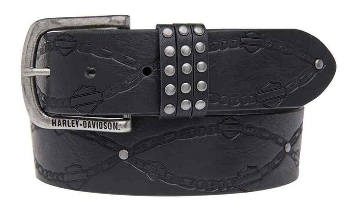 Harley-Davidson® Women's Embossed Linked Belt, Genuine Leather