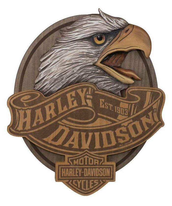 Hand Carved Wood Eagle Bar & Shield Logo Pub Sign