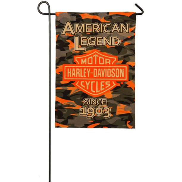 Harley-Davidson® CAMO Bar and Shield Burlap Garden Flag