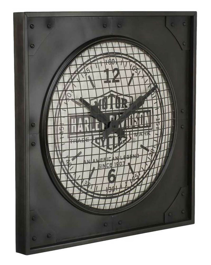 Harley-Davidson® Industrial Bar & Shield Metal Square Clock, 24 inch