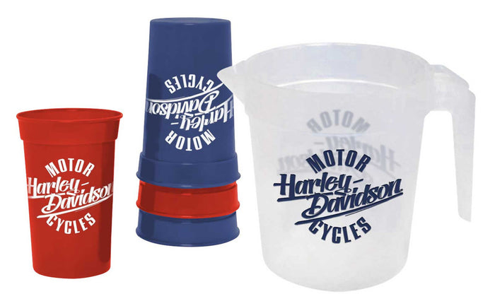 Harley-Davidson® Motorcycle Graphics Plastic Pitcher & Plastic Cups Drink Set