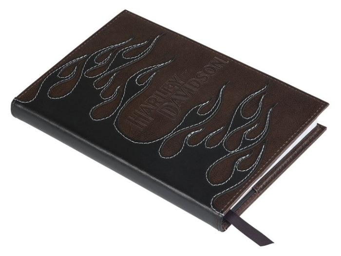 Harley-Davidson® Leather Flames with Contrast Stitching Journal Cover